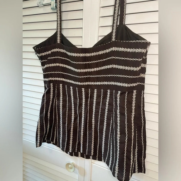 LOFT Women’s Cami Tank Brown Embroidered Sweetheart Size 12 Empire Waist EUC - Picture 10 of 15